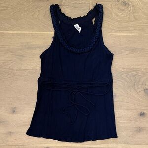 Anthropologie Women’s Navy Braided-Strap Tank Top